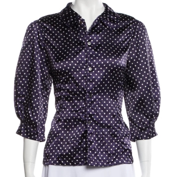 Comme des Garçons blouse - blue polka dot- M/L - Picture 1 of 3